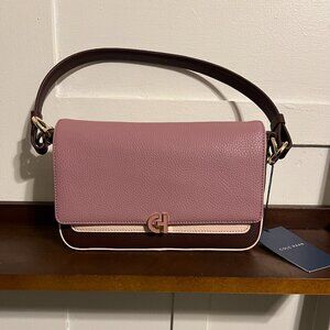 COLE HAAN COLORBLOCK MINI SHOULDER BAG ROSE PINK BURGUNDY NWT